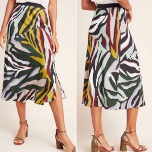 Anthropologie Corey Lynn Calter Abstract Colorful High Slit Midi Skirt
